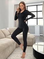 Set sous-vêtement thermique avec dentelle NOIR