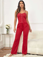 Ensemble de pyjama à bouton ROUGE