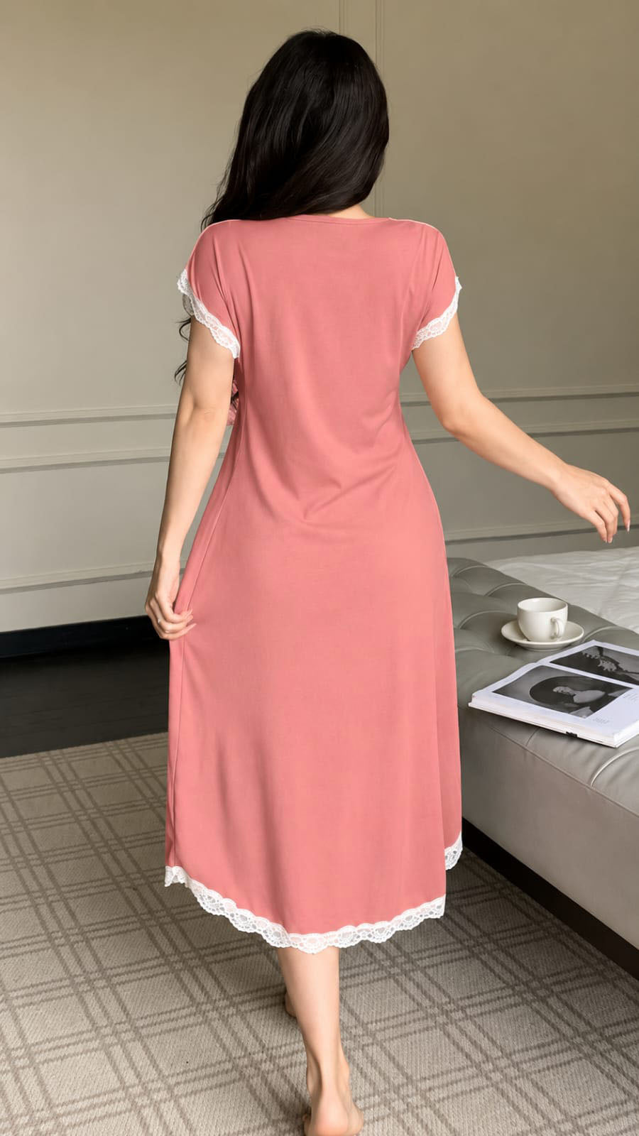 Robe Coton col V profond avec nœud papillon