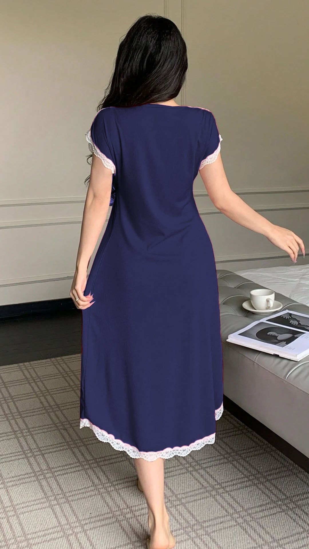 Robe Coton col V profond avec nœud papillon