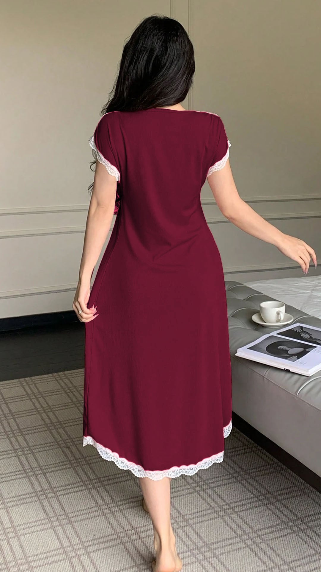 Robe Coton col V profond avec nœud papillon